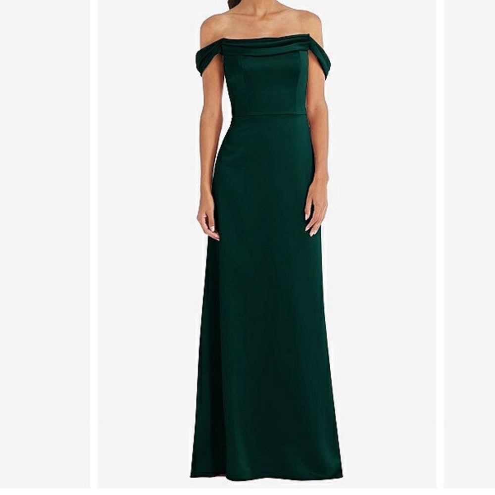 Dessy Collection Elegant Deep Green, Bodice off the shoulder gown dress